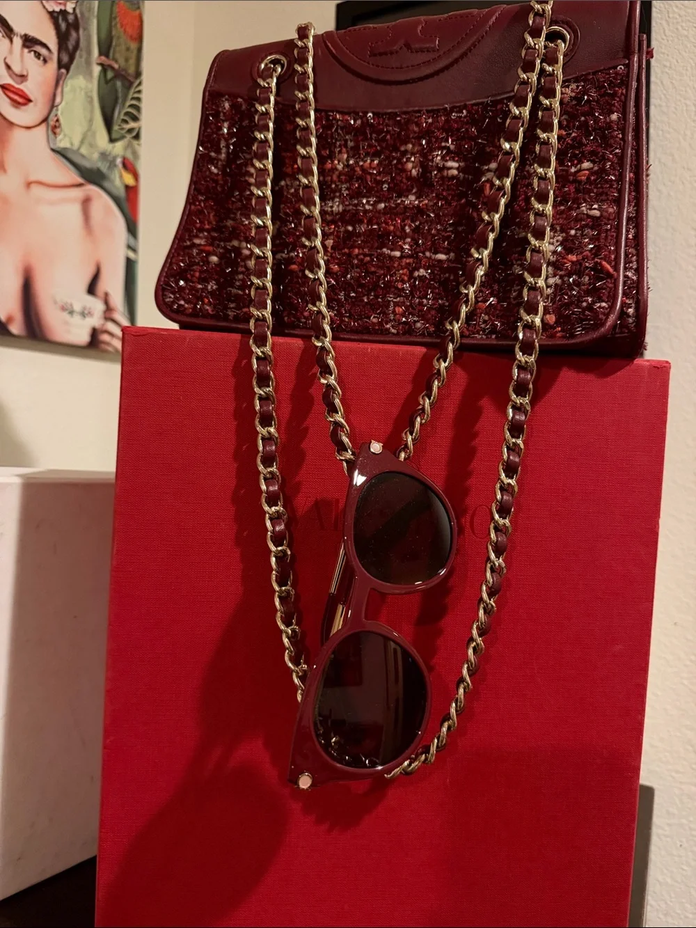 Red agatate tweed Fleming leather in never worn. Spotless interior and exterior!